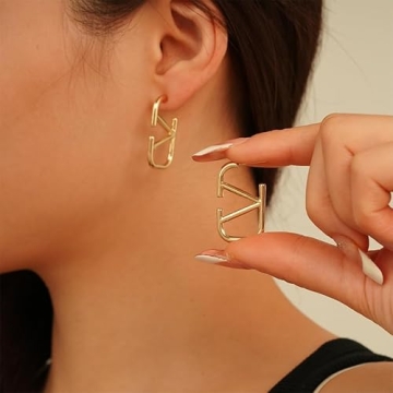 Elegant Gold Letter V Stud Earrings for Women