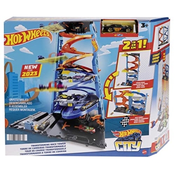 Hot Wheels City Transforming Race Tower for Kids Racing Fun