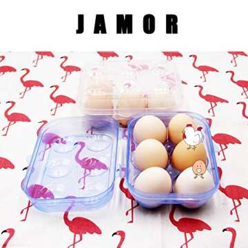 JAMOR 6 Grid Egg Storage Box Refrigerator Crisper Egg Protection Box Portable Egg Carriage Container For Camping Picnic Essential (White)