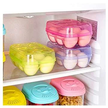 JAMOR 6 Grid Egg Storage Box Refrigerator Crisper Egg Protection Box Portable Egg Carriage Container For Camping Picnic Essential (White)