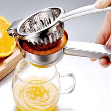 Finneshoky Lemon Squeezer - Stainless Steel Juicer -Hand Manual Press for Lemon Squeezer