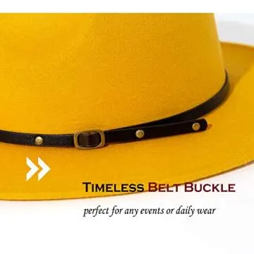Lisianthus Women Belt Buckle Fedora Hat (Yellow)