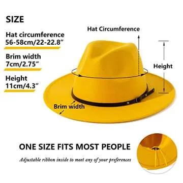 Lisianthus Women Belt Buckle Fedora Hat (Yellow)