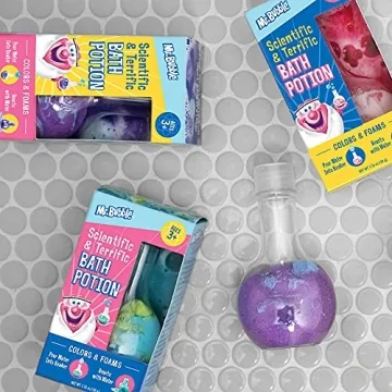 Mr. Bubble The Original Kids Bath Bomb Potions - Colorful Fizzy Fun - Cool Foam and Bubble Science Beaker for The Bath (Pack of 4)