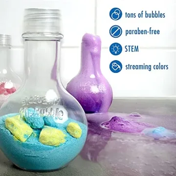 Mr. Bubble The Original Kids Bath Bomb Potions - Colorful Fizzy Fun - Cool Foam and Bubble Science Beaker for The Bath (Pack of 4)