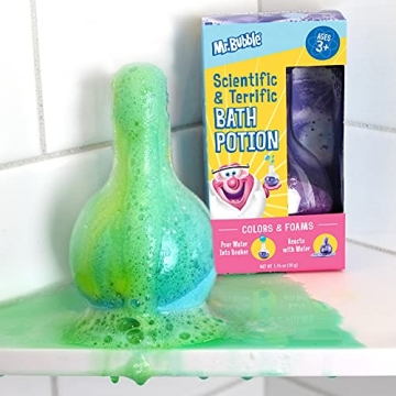 Mr. Bubble The Original Kids Bath Bomb Potions - Colorful Fizzy Fun - Cool Foam and Bubble Science Beaker for The Bath (Pack of 4)