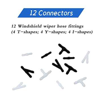 Windshield Washer Hose Kit, 4 Meter Washer Fluid Hose with 12 Pcs Hose Connectors, Suitable for Most Car Windshield Washer Tubing