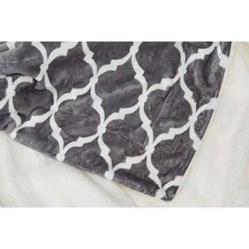 Comfort Spaces Ultra Soft and Cozy Sherpa Reversible Throw Blankets for Couch and Bed, Plush Fleece Cozy Cover with Fuzzy Faux Fur, 50 x 60 in, Grey Ogee