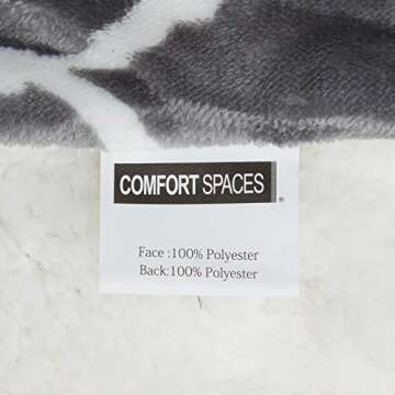 Comfort Spaces Ultra Soft and Cozy Sherpa Reversible Throw Blankets for Couch and Bed, Plush Fleece Cozy Cover with Fuzzy Faux Fur, 50 x 60 in, Grey Ogee
