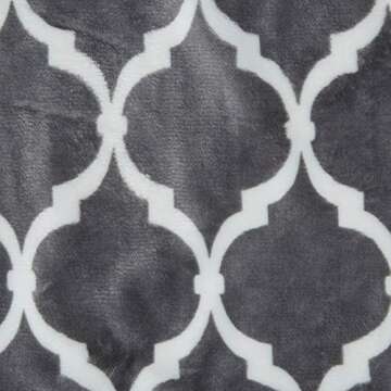 Comfort Spaces Ultra Soft and Cozy Sherpa Reversible Throw Blankets for Couch and Bed, Plush Fleece Cozy Cover with Fuzzy Faux Fur, 50 x 60 in, Grey Ogee