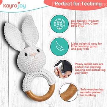 Crochet Bunny Rattle - Perfect Baby Teether with Clip