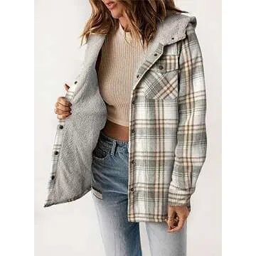 Dokotoo Women's Plaid Hooded Jacket - Cozy & Stylish