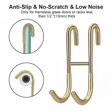 Haitis No Drill Shower Door Hooks 304 Stainless Steel Gold