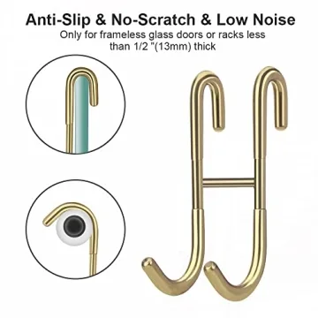 Haitis No Drill Shower Door Hooks 304 Stainless Steel Gold