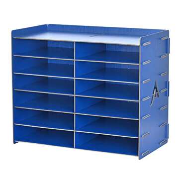 Adir Wood Paper Storage Organizer - Construction Paper Storage - Vertical File Mail Sorter - A Stylish Look for Home, Office, Classroom and More - Blue (12 Compartment)