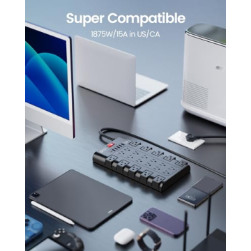 Surge Protector Power Strip with 22 Outlets and USB