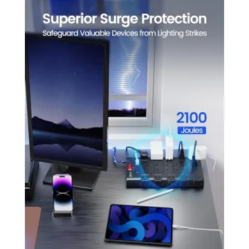Surge Protector Power Strip with 22 Outlets and USB