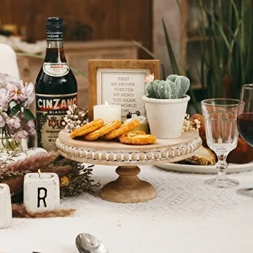 NIKKY HOME 10 Inch Rustic Wood Cake Stand for Weddings
