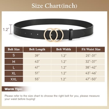 SANSTHS 2 Pack Women Leather Belts Faux Leather Jeans Belt with Double O Ring Buckle Black Brown S