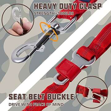 AUROTH Dog Leash Large Dogs, Heavy Duty Dog Leash Bungee, No Pull Dog Leash for Belt Shock Absorption, Red Dog Training Leashes for Medium Large Breed Dogs 6FT/4.5FT, 2 Padded Handles