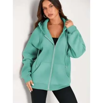 EFAN Women Zip Up Hoodie - Oversized Fall Fleece Sweatshirt