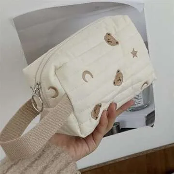 Donloise Kawaii Makeup Bag Cute Bears Essential Organizer