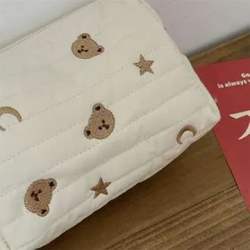Donloise Kawaii Makeup Bag Cute Bears Essential Organizer