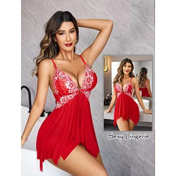 Avidlove Women's Stunning Red Lingerie for Valentine Gifts