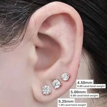 Elegant 14K Solid Gold & Sterling Silver Stud Earrings