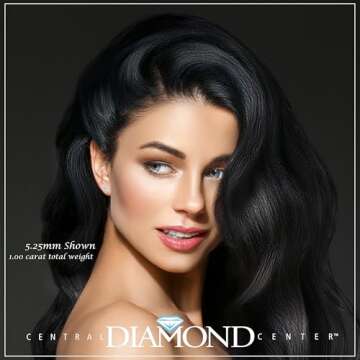 Central Diamond Center 14K Solid Gold Post & Sterling Silver 4 Prong CZ Stud Earrings - Platinum Plated - 5.25mm - 1.00cttw