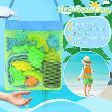 FUSPWEAO Beach Toys, Dinosaur Sand Toys with Dump Truck and Collapsible Beach Bucket, Shovel and Rake, Mesh Bag, Animal Dinosaur Sand Molds, Sand Castle Toys, Sandbox Toys for Toddlers Kids Boys