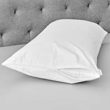 Aller-Ease Hot Water Washable Hypoallergenic Zippered Pillow Protectors, Allergist Recommended, Prevent Collection of Dust Mites and Other Allergens, Standard/Queen Sized, 2 count (Pack of 2), White