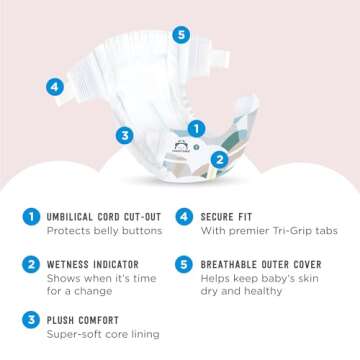 Amazon Brand - Mama Bear Plush Protection Diapers - Size 1, 54 Count, Hypoallergenic Premium Disposable Baby Diapers