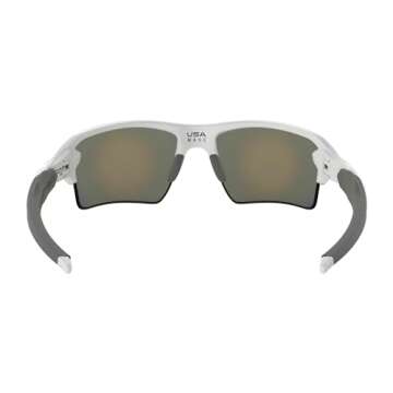 Oakley Men's OO9188 Flak 2.0 XL Rectangular Sunglasses, Polished White/Prizm Ruby, 59 mm