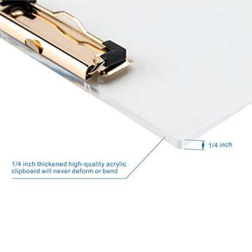 EXPUTRAN Clear Acrylic Clipboard with Gold Clip, Set 2-Pieces, Fits 9x12 inch - Letter Size Standard, Office, School and Home Supply