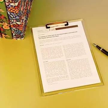 EXPUTRAN Clear Acrylic Clipboard with Gold Clip Set 2-Pieces