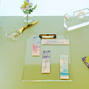 EXPUTRAN Clear Acrylic Clipboard with Gold Clip, Set 2-Pieces, Fits 9x12 inch - Letter Size Standard, Office, School and Home Supply