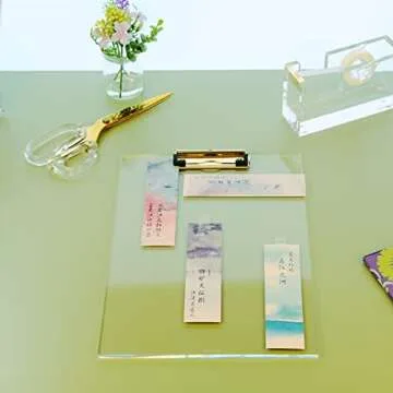 EXPUTRAN Clear Acrylic Clipboard with Gold Clip Set 2-Pieces