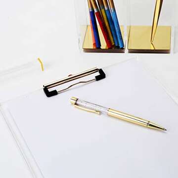 EXPUTRAN Clear Acrylic Clipboard with Gold Clip, Set 2-Pieces, Fits 9x12 inch - Letter Size Standard, Office, School and Home Supply