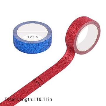 Tesuivra Glitter Washi Tape Set - 12 Colorful Rolls for Crafts