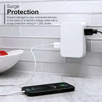 GE Pro 6-Outlet Extender, Surge Protector with Side Access