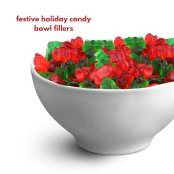 Needzo 2024 Gummy Bears, Fruit Flavored Red White and Green Chewy Candies, Christmas Themed Gummies Stocking Stuffers for Men, Women, and Teens, 4 Ounces Each - (4 Pack)
