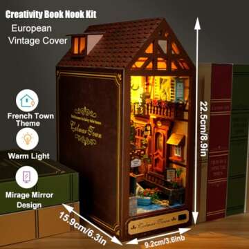TOPBSFARNY 3D Wooden Book Stand Puzzle DIY Dollhouse Wood Bookends Book Nook Model Building Kit with...