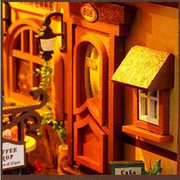 TOPBSFARNY 3D Wooden Book Stand Puzzle DIY Dollhouse Wood Bookends Book Nook Model Building Kit with LED Light for Teens and Adults to Build-Creativity Gift for Birthdays Christmas Halloween