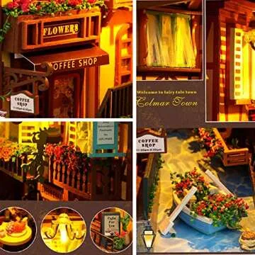 TOPBSFARNY 3D Wooden Book Stand Puzzle DIY Dollhouse Wood Bookends Book Nook Model Building Kit with LED Light for Teens and Adults to Build-Creativity Gift for Birthdays Christmas Halloween