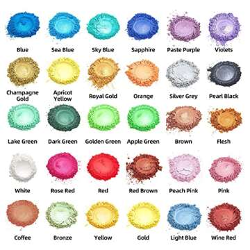 Mica Powder, 30 Color Resin Pigment, Natural Cosmetic Grade Shimmer Mica Powder for Epoxy Resin/Bath...
