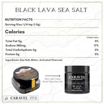 Hawaiian Black Lava Sea Salt - All-Natural Unrefined Hawaiian Sea Salt Infused with Activated Charcoal - Gorgeous Finishing Salt - No Gluten, No MSG, Non-GMO - 4 oz. Stackable Jar
