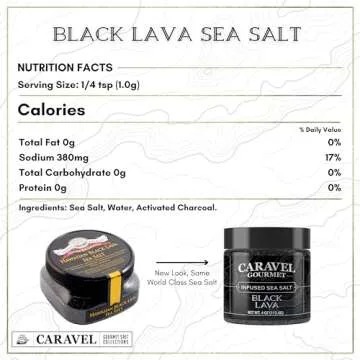 Hawaiian Black Lava Sea Salt - All-Natural Unrefined Hawaiian Sea Salt Infused with Activated Charcoal - Gorgeous Finishing Salt - No Gluten, No MSG, Non-GMO - 4 oz. Stackable Jar