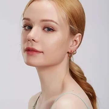 Gold Silver Hoop Earrings Set for Men Women - 10 Pairs All Day Comfort