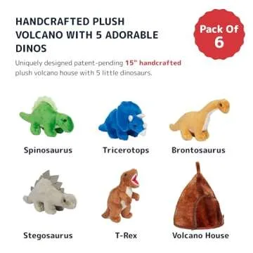 PREXTEX Dinosaur Volcano Plush Toy - Volcano with 5 Dino Plush Set - Dinosaur Toy for Kids - Plush Volcano Zippers 5 Little Dino Stuffed Animals - A Must Have Gift for Dino Lovers